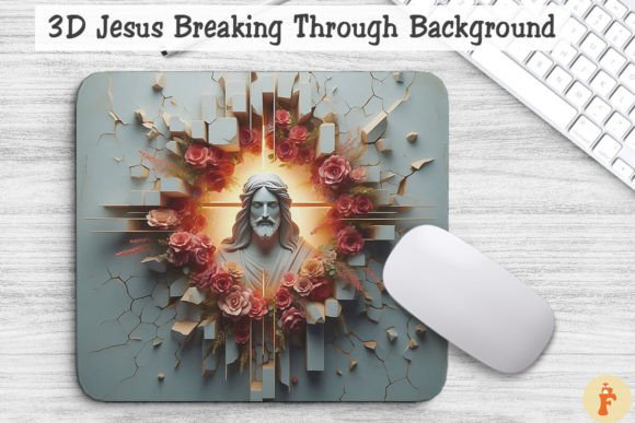 3D Jesus Breaking Through Background Graphics