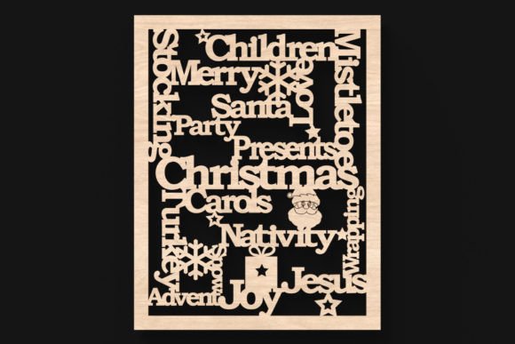 Christmas Word Collage Laser Cut Sign
