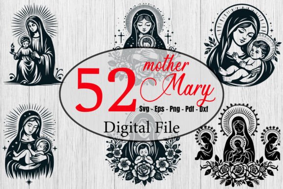 Mother Mary SVG Bundle, Graphics & Crafts