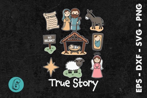 Xmas True Story Jesus SVG Graphics & Print Templates